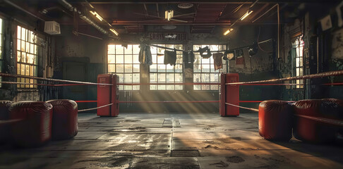 Boxing camp. stage. Generative AI.