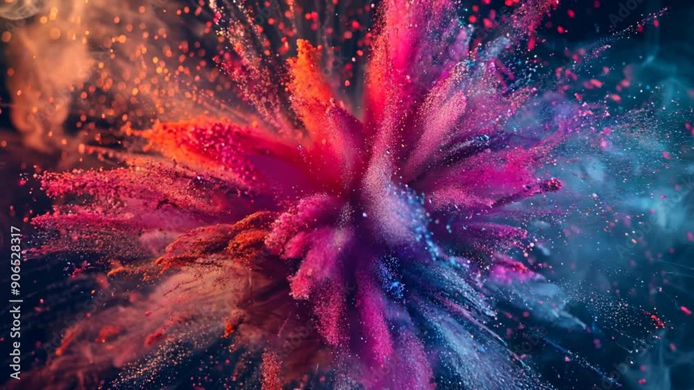 Poster A vibrant explosion of multicolored sparks erupting from a shimmering firework, capturing the fleeting beauty of light in motion.