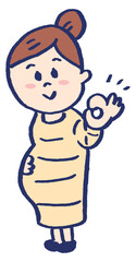 ワンピースを着たかわいい妊婦さん