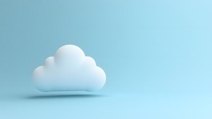 Minimalist white cloud floating against a soft blue background. Ideal for concepts of simplicity, technology, and cloud computing.