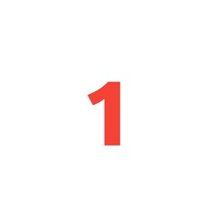 the number "1" in a bold red color on a plain white background.