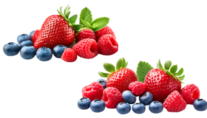 Fresh assortment of strawberries, blueberries, and raspberries, perfect for healthy recipes or fruity desserts.