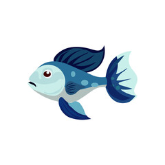 Decorative fish minimalist vector illustration ,simple transparent graphic element .Isolated on white background