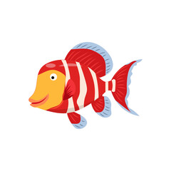 Decorative fish minimalist vector illustration ,simple transparent graphic element .Isolated on white background