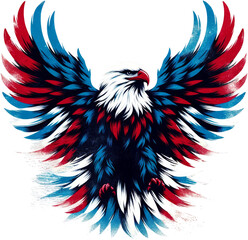 Obraz premium A colorful eagle with red, blue, and white feathers