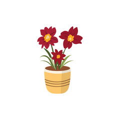 Flower pot minimalist vector illustration ,simple transparent graphic element .Isolated on white background