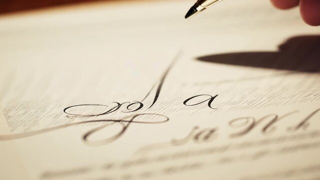 A pen signing a contract on a wooden desk, symbolizing the finalization of a business agreement.