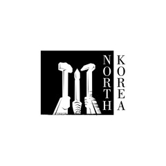 Sickle and Hammer Symbol Logo for North Korea, Historical and Cultural Revolution Icon, Pyongyang Monument, Democratic Republic, Architecture, Tourism, and Iconic Memorial Design in Vector Art