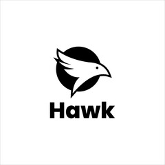 Hawk and Eagle Bird Symbol Logo, Simple Monogram Design for American Brand, Patriotism, Freedom, Force, Flying Mascot, Animal Head Icon, Elegant Vector Graphic for Corporate Identity and Sport