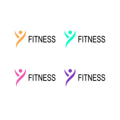 FITNESS EXERCISING LOGO SIGN SYMBOL ISOLATED ON WHITE VECTOR