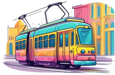 tram, city transport, illustration.