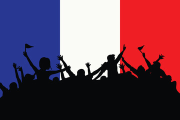 Fototapeta premium People silhouettes celebrating France national day