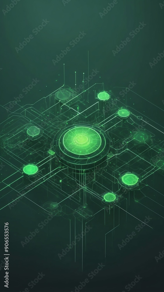 Poster green machine learning nodes ai concept technology abstract background with copy space