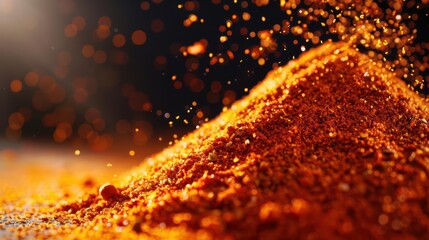 A vibrant burst of spices like turmeric