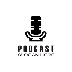 Mic logo. Podcast logo concept.	