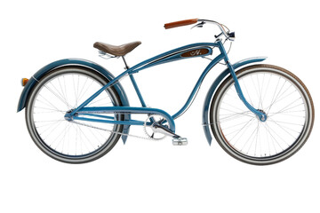 Fototapeta premium A vintage-style cruiser bicycle isolated on a white background, emphasizing its retro design and comfortable ride.