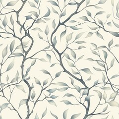 Seamless pattern of smooth flowing tree branches and leaves