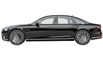A luxury sedan isolated on a white background, showcasing its sleek lines and modern design.