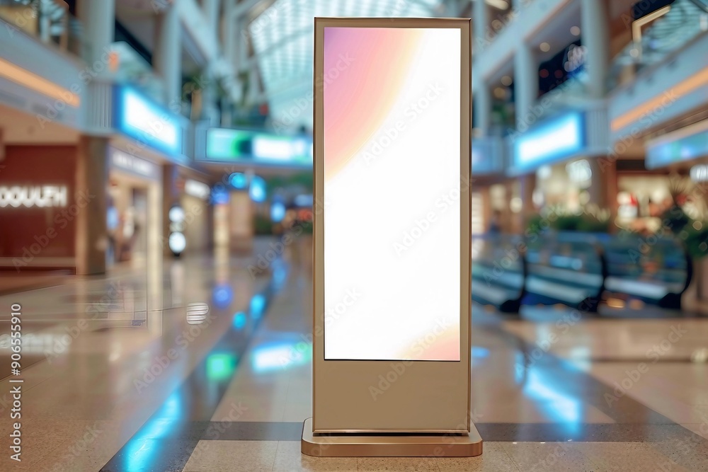 Wall mural vertical ooh out of home poster display in retail environment. advertising digital screen in shoppin