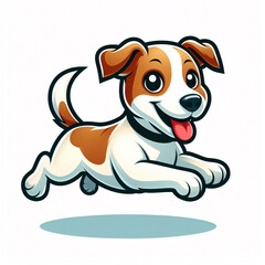 Fototapeta premium Jack Russell dog, cute happy dog, clipart kids children books illustration cliparts
