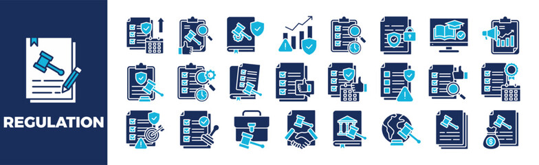 Regulation Icon Set For Design Elements, technology, legal, business, law, compliance
