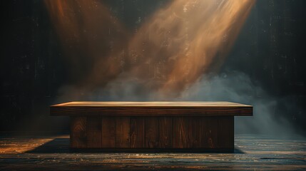  wooden podium with custom branding or logos etched into the surface, tailored for corporate events or brand-specific presentations.