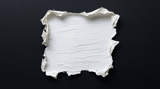 white paper with hole, torn square of white paper, burnt paper background, paper with space for text, paper texture wallpaper