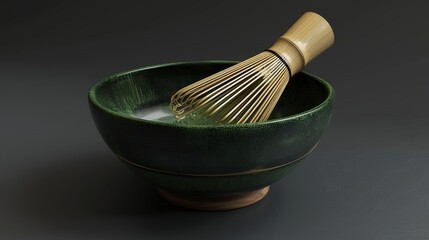 Green Matcha Bowl with Bamboo Whisk