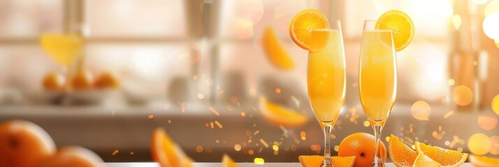 Orange Mimosa with Sparkling Wine and Orange Slices