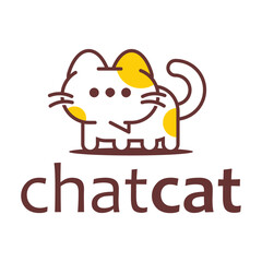 Obraz premium cat talk minimalist logo design