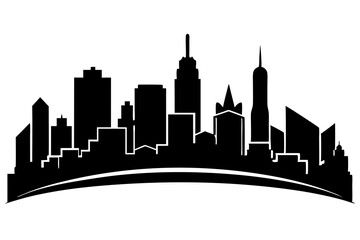 Urban Vibe with Beautiful City Skyline, Elegant City Skyline Silhouette Illustrations: Perfect for Cityscape Decor