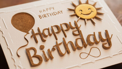 A birthday card with a sun and balloon on it, AI