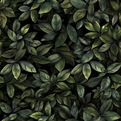 Fototapeta premium Seamless pattern of lush green leaves with detailed textures.