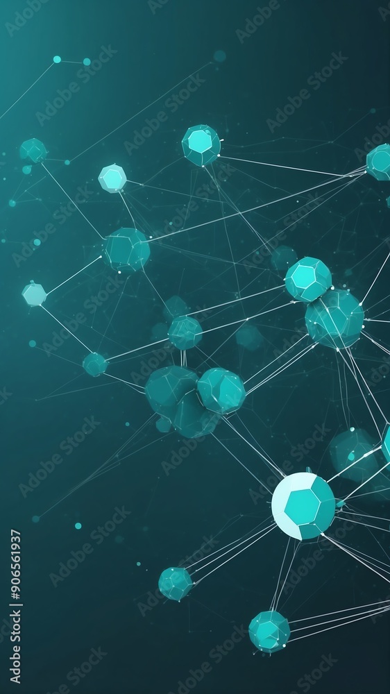 Poster teal machine learning nodes ai concept technology abstract background with copy space