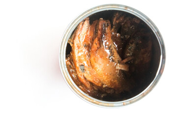 canned sardines isolated on white background
