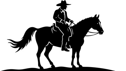 Dynamic Cowboy on Horse Silhouette Graphics for Country Lifestyle