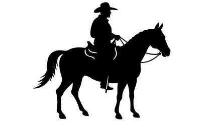 Dynamic Cowboy on Horse Silhouette Graphics for Country Lifestyle