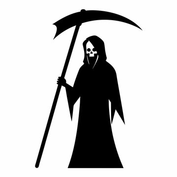 recommend clip art: Grim reaper with a scythe silhouette vector illustration