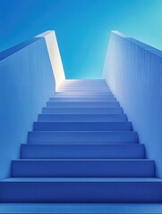 Fototapeta premium A set of stairs leading up to a clear and sunny blue sky with no clouds in sight