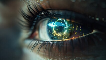 Close-up of a Human Eye with Digital Interface