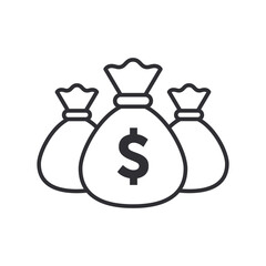 Money bag with dollar icon. Money bag icon. Income growth. Business and finance. Dollar sign. Cash icon. Money icon. Cash back. Investment. Cartoon money bag. Bag of coins. Financial savings. Payment 