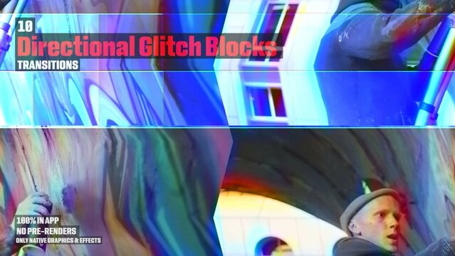 Directional Glitch Blocks, Seamless Dynamic Transitions
