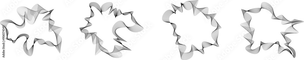 Poster Set of Vector wave dynamic music lines. Abstract lines. Sound waves on transparent background for your design. Vector EPS 10