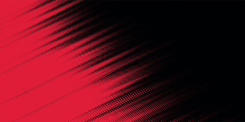 Fototapeta premium Abstract halftone lines in red and black, grunge dots, vector illustration.