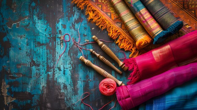 Celebrate National Handloom Day with a poster featuring ample copy space.
