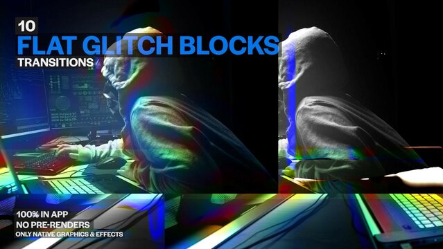 Flat Glitch Blocks, Seamless Dynamic Transitions
