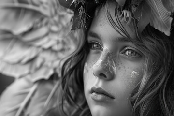 Close up portrait of cute lady. Be an angel day on August 22