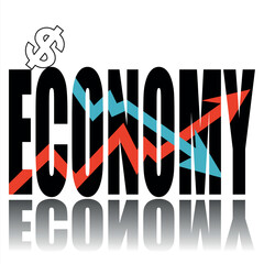 Economy poster. Vector poster on a social theme. Word economy on white background with reflection.