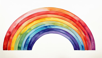Obraz premium Charming watercolor illustration of rainbow on white. Cute hand drawn for postcard, children book
