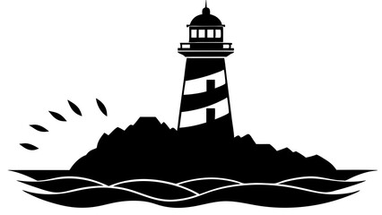 Elegant Lighthouse Silhouette Illustrations: Perfect for Seaside Deco
